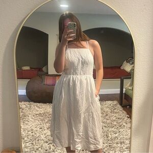 Abercrombie & Fitch-white linen midi dress